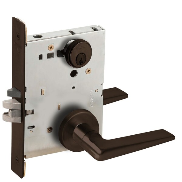 Schlage Grade 1 Storeroom Mortise Lock, Conventional Cylinder, S123 Keyway, 05 Lever, A Rose, Dark Oxidized L9080P 05A 613 - main